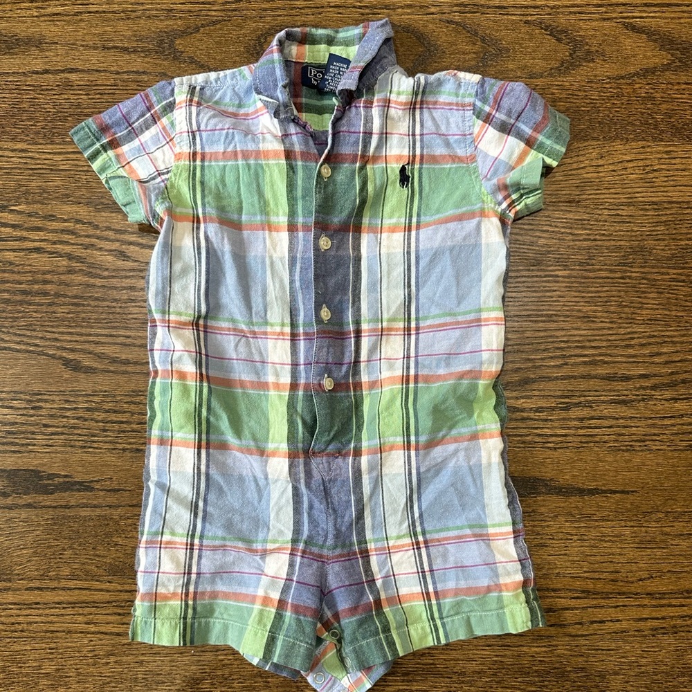 Polo by Ralph Lauren 24M Plaid Bodysuit